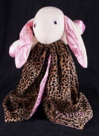 Hand Made Bunny Rabbit Leopard Print "Abby" Plush Lovey Security Blanket